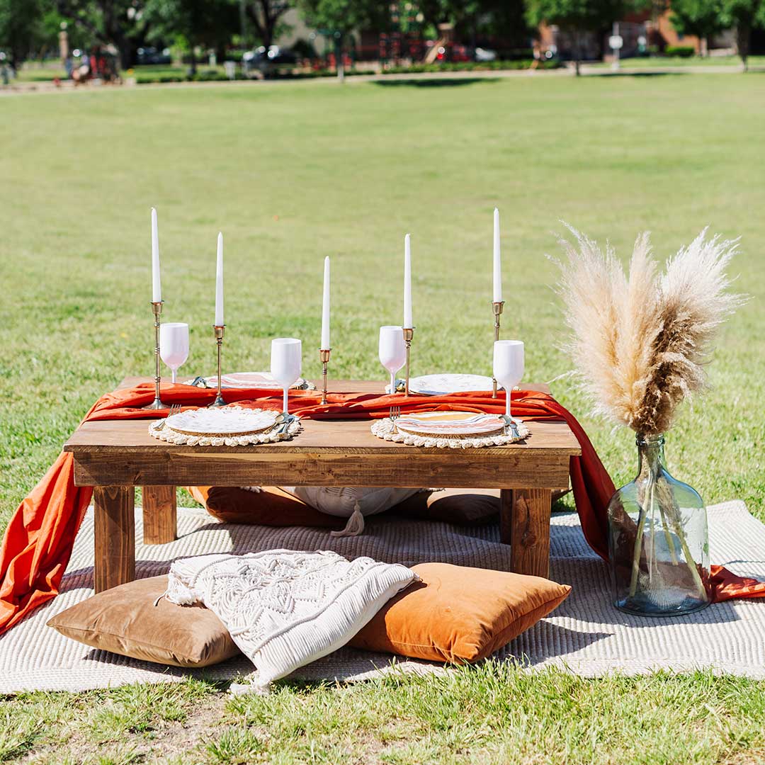 Picnic Setup Boho Picnic Table Rental Low Table Boho Wooden Picnic